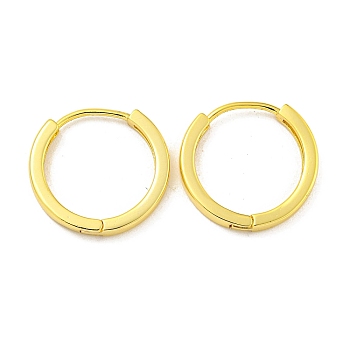 Brass Hoop Earrings, Round, Real 18K Gold Plated, 16x2mm