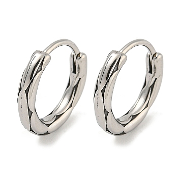 316 Surgical Stainless Steel Hoop Earrings, Ring, Antique Silver, 14.5x2.5mm