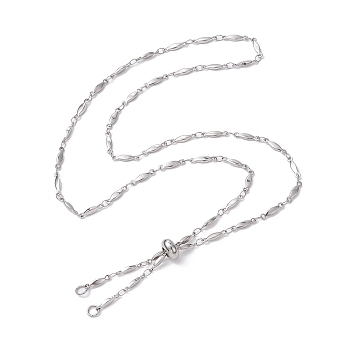 304 Stainless Steel Faceted Bar Link Chain Necklace Makings, Slider Necklace, Fit for Connector Charms, Stainless Steel Color, 23-3/8 inch(59.4cm)