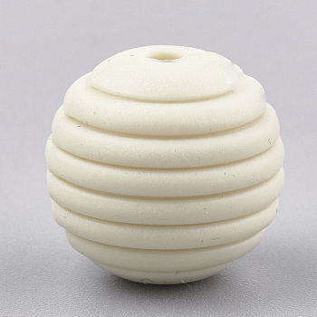 Food Grade Eco-Friendly Silicone Beads, Beehive Beads, Chewing Beads For Teethers, DIY Nursing Necklaces Making, Round, Beige,15x14mm, Hole: 2mm