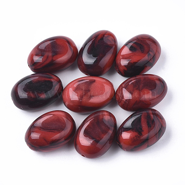 25mm Red Oval Acrylic Beads