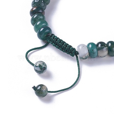 Adjustable Natural Moss Agate Braided Bead Bracelets(BJEW-F369-A04)-3