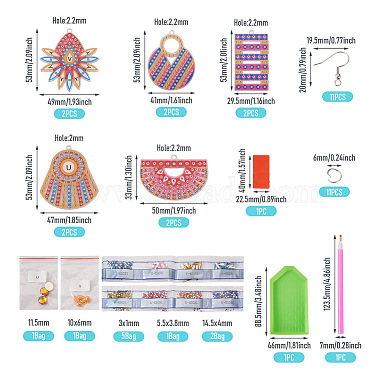 Kit de aretes acrílicos geométricos con pintura de diamantes diy(DIY-TAC0021-19)-3