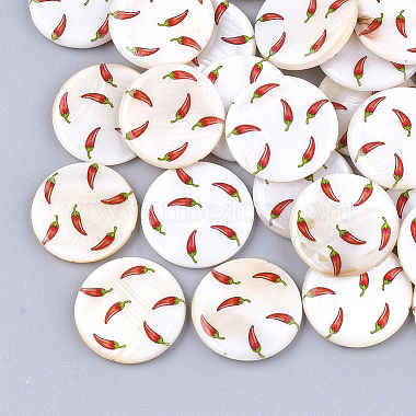 24mm Red Flat Round Freshwater Shell Beads