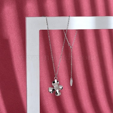 Anti-Tarnish 925 Sterling Silver Pendant Necklaces Simple Flower Necklace Elegant Clavicle Chain for Women(JN1084A)-5