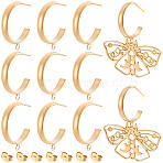 16Pcs 304 Stainless Steel Stud Earring Findings, C-Shaped, Half Hoop Earrings with Loop, Golden, 27x4mm, Hole: 2.5mm(STAS-BBC0010-20C)