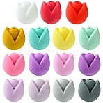 30Pcs 15 Styles Silicone Beads, Tulip Flower, Mixed Color, 15~16.5x15~17x14~15mm, Hole: 2~2.5mm, 2pcs/style(SIL-CJ0002-59)