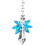 Glass Angel Pendant Decorations, Hanging Suncatchers, for Home Decoration, Deep Sky Blue, 180~200mm(HJEW-PW0002-03A)