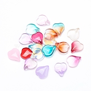 Glass Charms, Heart Shaped Petal, Mixed Style, Mixed Color, 15x12x4.5mm, Hole: 1mm(GLAA-H016-02B-M)
