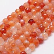 Natural Carnelian Beads Strands, Faceted, Round, 8mm, Hole: 1mm, about 44pcs/strand, 14.9 inch~15.1 inch(G-D840-34-8mm)