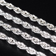 Iron Rope Chains, Unwelded, Silver Color Plated, with Spool, Link: about 3mm, Wire: 0.6mm thick, about 328.08 Feet(100m)/roll(CHP002Y-S)