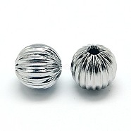 304 Stainless Steel Corrugated Beads, Round, 12mm, Hole: 2.5mm(STAS-E005-3)