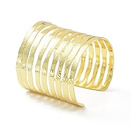 Rack Plating Brass Hollow Out Wide Wire Cuff Bangles for Women, Lead Free & Cadmium Free, Real 18K Gold Plated, 2-1/2 inch(6.25cm), Inner Diameter: 2-3/8 inch(6.05cm)(BJEW-D032-05G)