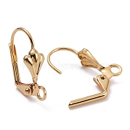 Brass Leverback Earring Findings, with Loop, Long-Lasting Plated, Real 18K Gold Plated, 16x11x5.5mm, Hole: 2mm, Pin: 0.7mm(X-KK-F824-006G)