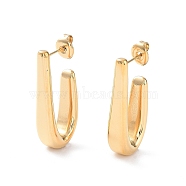 304 Stainless Steel Twist Teardrop Stud Earrings, Half Hoop Earrings, Real 14K Gold Plated, 30x6.5mm(EJEW-H115-13G)