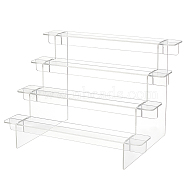 4-Tier Transparent Acrylic Minifigures Display Risers, for Models, Building Blocks, Doll Display Holder, Clear, Finished Product: 29.8x20x20.4cm(ODIS-WH0043-15B)