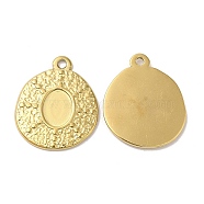 Ion Plating(IP) 304 Stainless Steel Pendant Cabochon Settings, Oval Charms, Real 18K Gold Plated, Tray: 8x6mm, 21x17.5x1.5mm, Hole: 1.5mm(X-STAS-L020-025G)