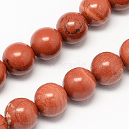 Natural Red Jasper Bead Strands, Round, 6mm, Hole: 1mm, about 61pcs/strand, 15.35 inch(39cm)(G-R193-11-6mm)