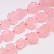 Natural Rose Quartz Beads Strands, Nuggets, Pink, 18~35x15~26x9~21mm, Hole: 1mm(G-G543-07D)