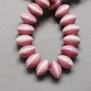 Handmade Porcelain Beads, Bright Glazed Porcelain, Rondelle, Pale Violet Red, 15x10mm, Hole: 4mm(PORC-Q173-15x10mm-15)