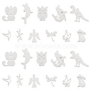 Unicraftale 22Pcs 11 Style 201 Stainless Steel Charms, Laser Cut, Mixed Shapes, Stainless Steel Color, 2pcs/style(STAS-UN0023-63)
