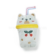 Cotton Doll Ornament Accessories, with Non-Woven Fabric & Velvet Finding, for DIY Brooch, Bag, Socks, Scarves, Bear Milk Tea Cup with Cherry, Aqua, 127.5x68x38mm(DIY-A027-01)