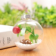 Transparent Plastic Fillable Ball Pendants Decorations, with Red Fruit inside, Christmas Tree Hanging Ornament, Clear, 80mm(XMAS-PW0002-02B-08)