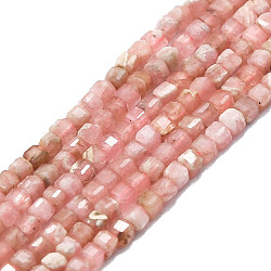 Natural Rhodochrosite Beads Strands, Faceted, Cube, 2x2x2mm, Hole: 0.6mm, about 182pcs/strand, 15.16''~15.55''(38.5~39.5cm)(G-P457-B01-01)