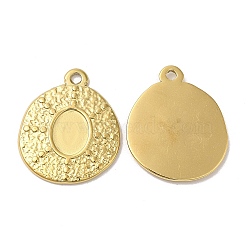 Ion Plating(IP) 304 Stainless Steel Pendant Cabochon Settings, Oval Charms, Real 18K Gold Plated, Tray: 8x6mm, 21x17.5x1.5mm, Hole: 1.5mm(X-STAS-L020-025G)