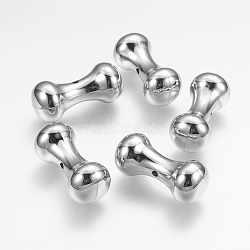 CCB Plastic Beads, Bone, Platinum, 36x16mm, Hole: 2mm(CCB-P005-102)