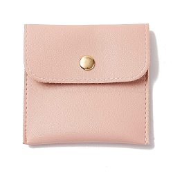 PU Imitation Leather Jewelry Storage Bags, with Golden Tone Snap Buttons, Square, PeachPuff, 7.9x8x0.75cm(ABAG-P006-01A-01)