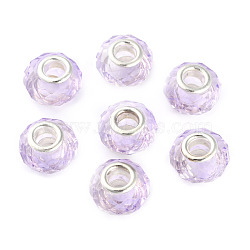 Handmade Glass European Beads, Large Hole Beads, Silver Color Brass Core, Lavender, 14x8mm, Hole: 5mm(GPDL25Y-31)