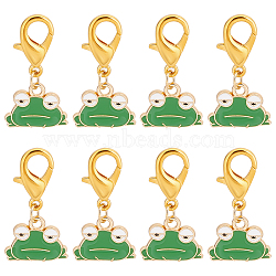Alloy Enamel Frog Pendant Locking Stitch Markers, Zinc Alloy Lobster Claw Clasp Stitch Marker, Golden, 2.8cm, 12pcs/set(HJEW-AB00061)