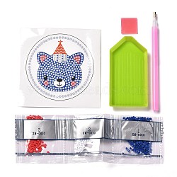 DIY Bear Head Pattern Diamond Painting Stickers Kits for Kids, Including Paper Picture, Resin Rhinestone, Plastic Tray Plate, Pen and Glue Clay, Colorful, 0.3x0.1cm, 3 bags(DIY-I068-11)
