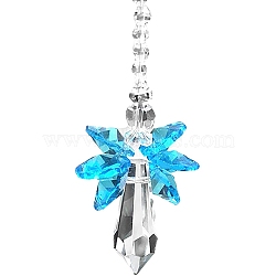 Glass Angel Pendant Decorations, Hanging Suncatchers, for Home Decoration, Deep Sky Blue, 180~200mm(HJEW-PW0002-03A)
