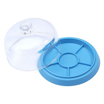 Dome Cloche Watch Parts Storage Boxes, Watch Repair Dust Cover Case, Light Sky Blue, 10.6x7.2cm