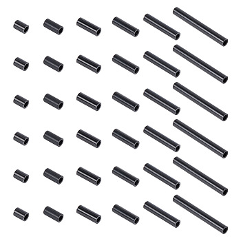 36Pcs 6 Styles 304 Stainless Steel Tube Beads, Electrophoresis Black, 4~25x3mm, Hole: 2mm, 6pcs/style