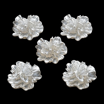 Opaque Resin Cabochons, 3D Flower, White, 21~25x21~25x10.5~11mm