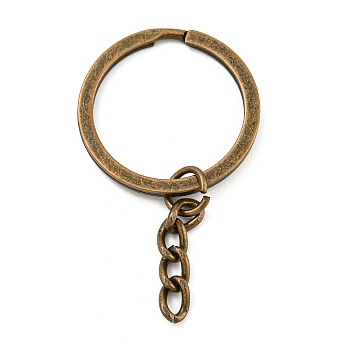 Tibetan Style Alloy Split Key Rings, Keychain Clasps, Antique Bronze, 55mm