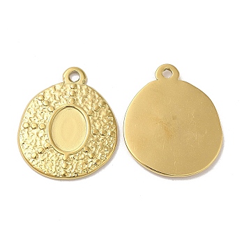 Ion Plating(IP) 304 Stainless Steel Pendant Cabochon Settings, Oval Charms, Real 18K Gold Plated, Tray: 8x6mm, 21x17.5x1.5mm, Hole: 1.5mm