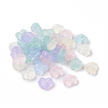 Transparent Frosted Acrylic Beads, AB Color Plated, Leaf, Mixed Color, 10.5x12x4.5mm, Hole: 1.8mm, 1180pcs/500g