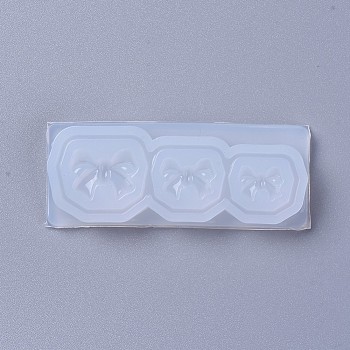 Food Grade Silicone Molds, Resin Casting Molds, For UV Resin, Epoxy Resin Jewelry Making, Bowknot, White, 63x25x8mm, Bowknot: 10x16mm, 8x13mm and 7x10mm