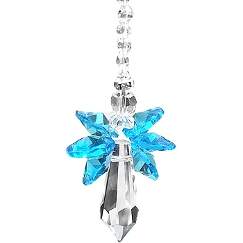 Glass Angel Pendant Decorations, Hanging Suncatchers, for Home Decoration, Deep Sky Blue, 180~200mm