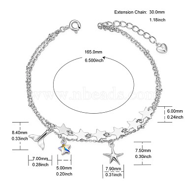 bracelets multi-rangs en argent sterling plaqué rhodium Shegrace 925(JB552A)-6