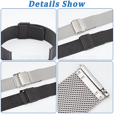 dicosmetic 2 ensembles 2 couleurs 304 chaînes en maille d'acier inoxydable bracelets de montre à dégagement rapide(FIND-DC0001-21)-4