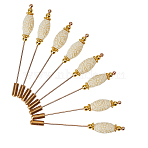 8Pcs Brass Brooch, with Resin and Plastic Ear Nuts, Golden, 70mm, 8pcs/set(DIY-GO00015)