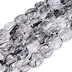 Handmade Lampwork Beads Strands, Square, Gray, 10.5~11.5x10.5~12.5x5~7mm, Hole: 0.8~1mm, about 24pcs/strand, 10.24~10.43 inch(26~26.5cm)(LA-N046-01B)