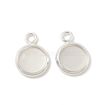 Flat Round Brass Pendant Cabochon Settings, Rack Plating Round Blank Bezel Trays, Long-Lasting Plated, Lead Free & Cadmium Free, 925 Sterling Silver Plated, Tray: 6.5mm, 11x8x1mm, Hole: 1.5mm(KK-K414-14A-S)