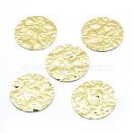 Brass Pendants, Lead Free & Cadmium Free & Nickel Free, Flat Round, Bumpy, Real 18K Gold Plated, 30x1.5mm, Hole: 1mm(KK-P155-14G-NR)