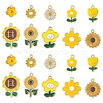 30Pcs 10 Styles Alloy Enamel Pendants, Flower Charm, Gold, 13~28x11~20.5x1~3mm, Hole: 1.6~2mm, 3pcs/style(ENAM-YW0005-36)